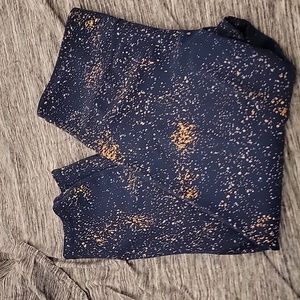 Zyia blue and gold splatter leggings